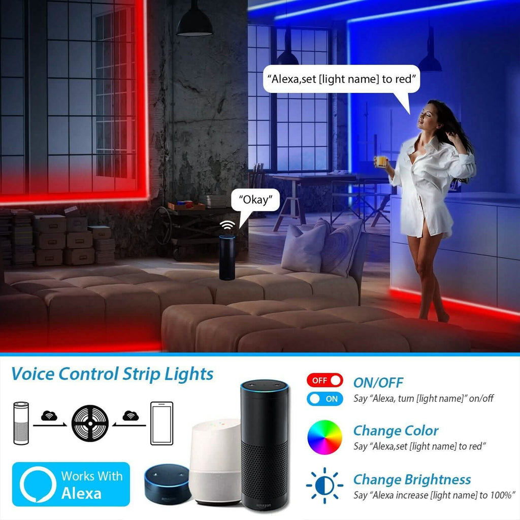 5M LED Strip Light 5050 SMD RGB Waterproof Smart WIFI IR APP Controller