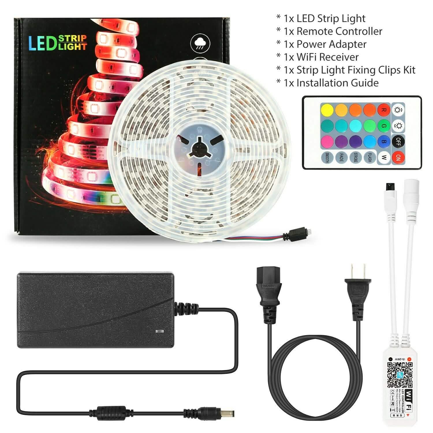 5M LED Strip Light 5050 SMD RGB Waterproof Smart WIFI IR APP Controller