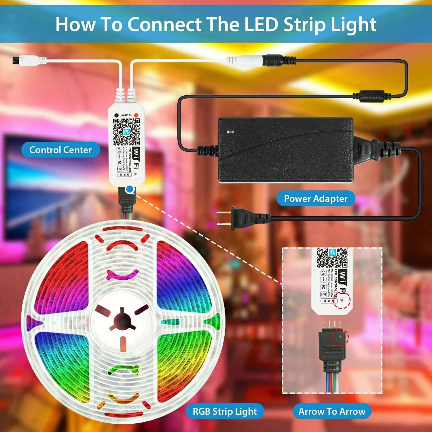 5M LED Strip Light 5050 SMD RGB Waterproof Smart WIFI IR APP Controller