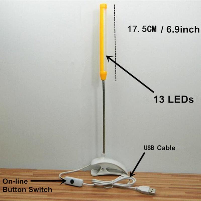 5V USB Led Desk Lamp With Clip Flexible Table Lamp 13Leds For Bedside Book Reading Study Office Work Children Night Light Decorative Table Lamp Cute Study Lamps for Bedroom Décor