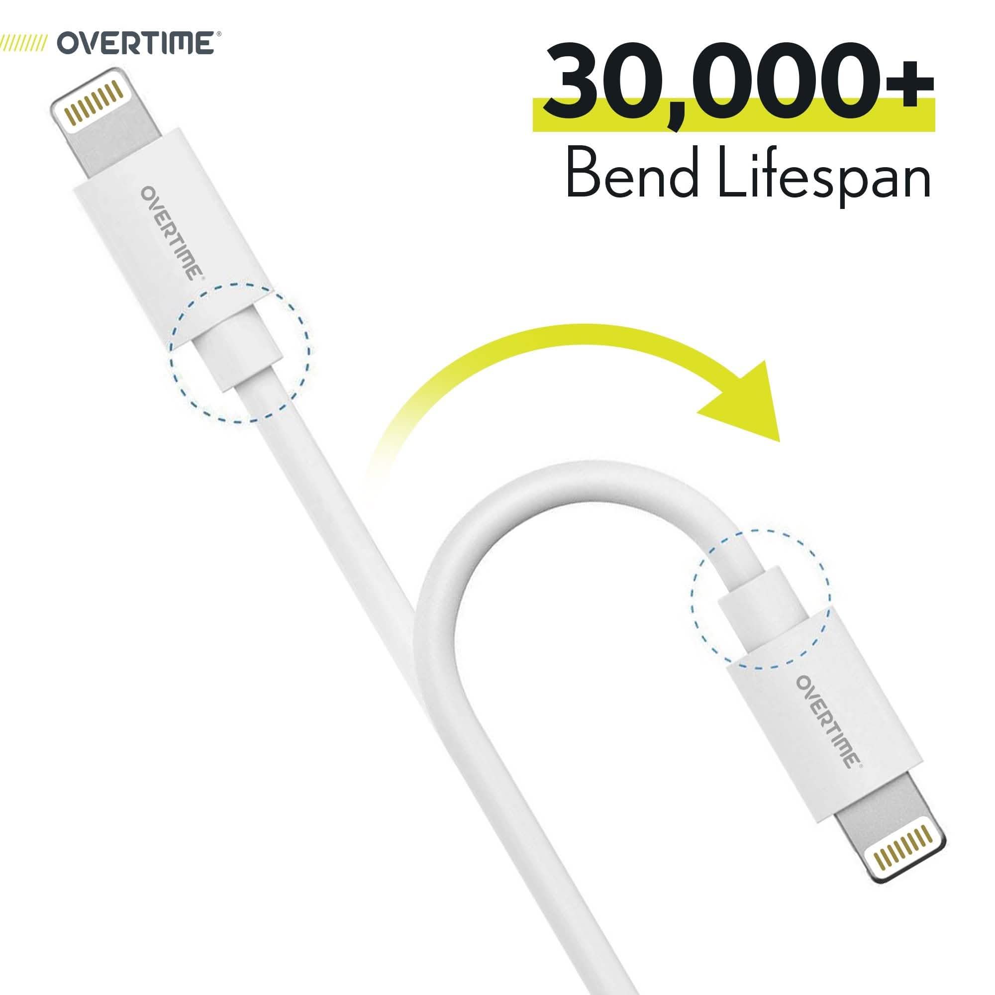 6 Ft./10 ft. Overtime Apple MFi Certified iPhone Charger Lightning Cable Pack