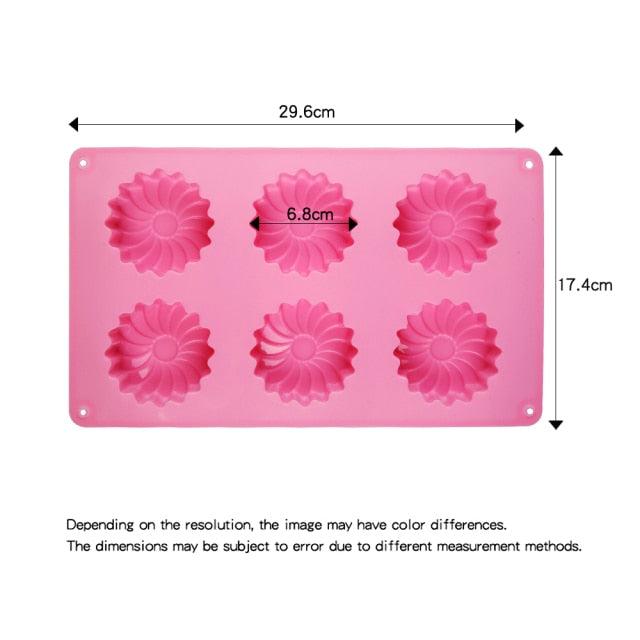 6 Holes Flower Shaped Silicone Mold Sunflower Flower Form Fondant Molds Handmade Soap Baking Crafts Cake Mould Decoration Tools Silicone Flower Shape Soap Molds
