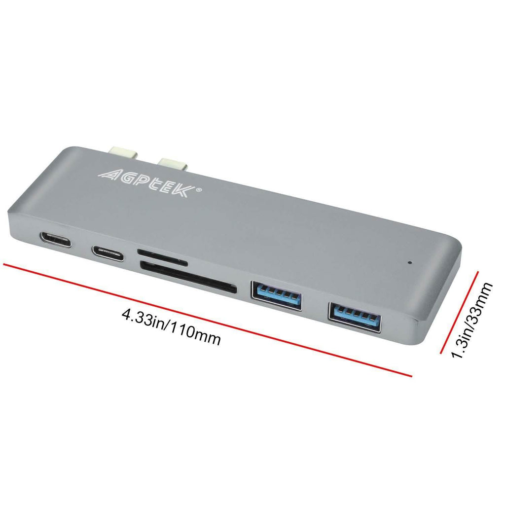 6-in-1 Type-C USB-C Hub Adapter Dual USB 3.0 Port Thunderbolt 3