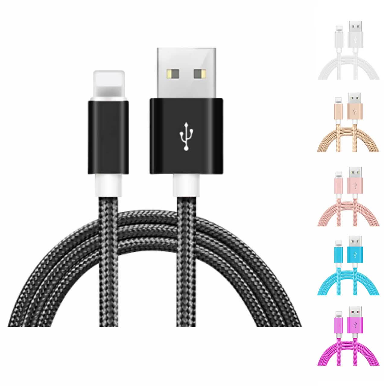 6-Pack: 10-Foot Braided Heavy-Duty Lightning Cables for Apple Devices