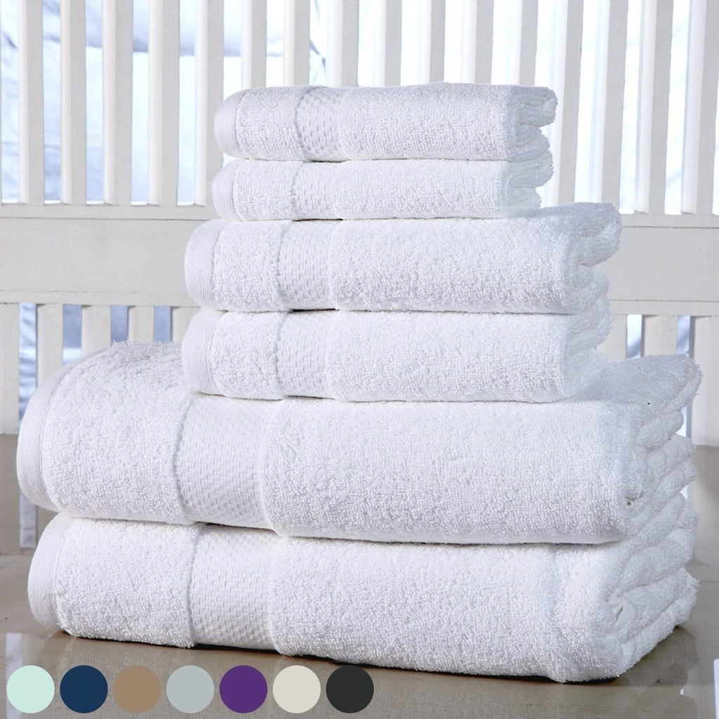 6-Pack: 100% Cotton Towel Set - Assorted Colors