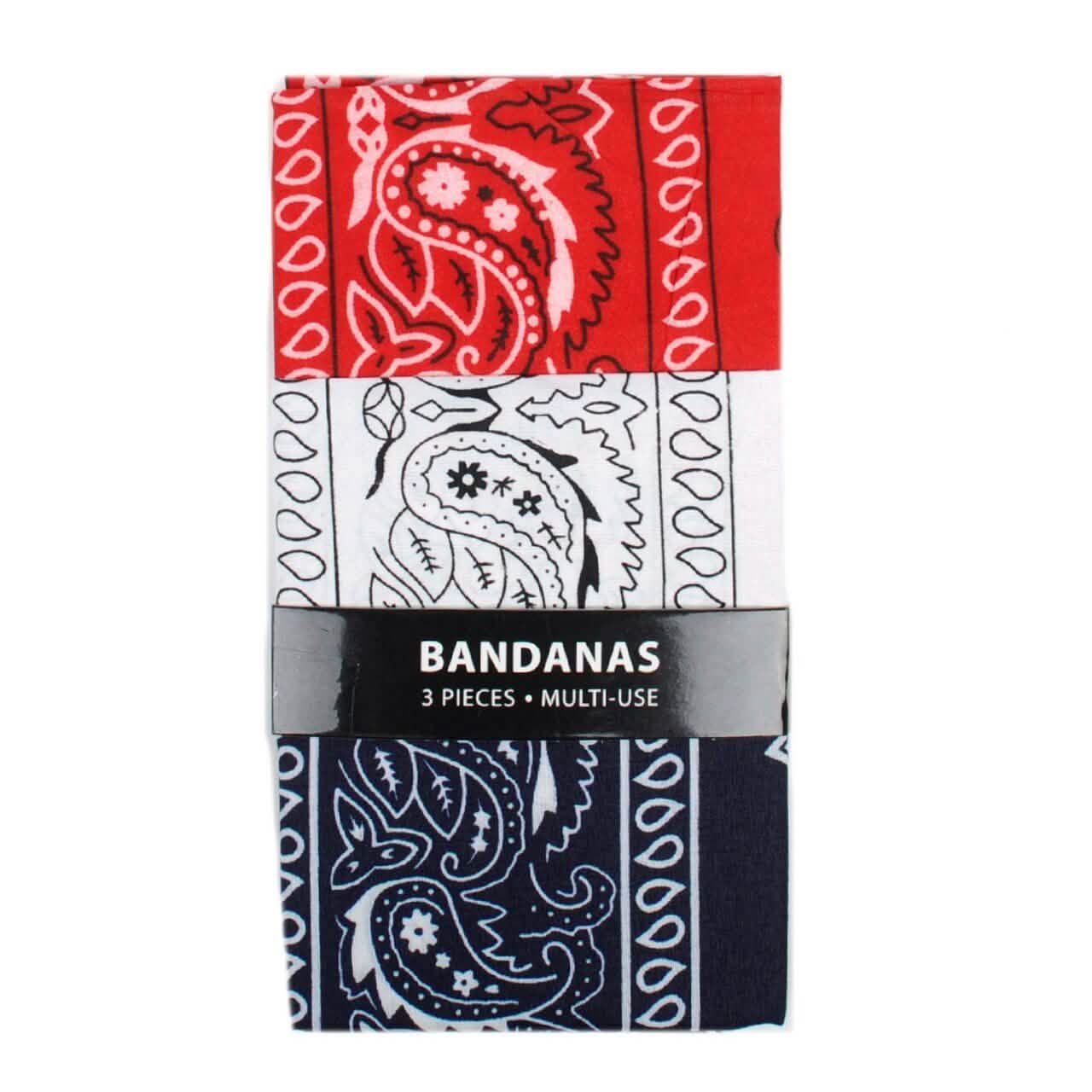 6-Pack: Bandanas - Navy, White & Red