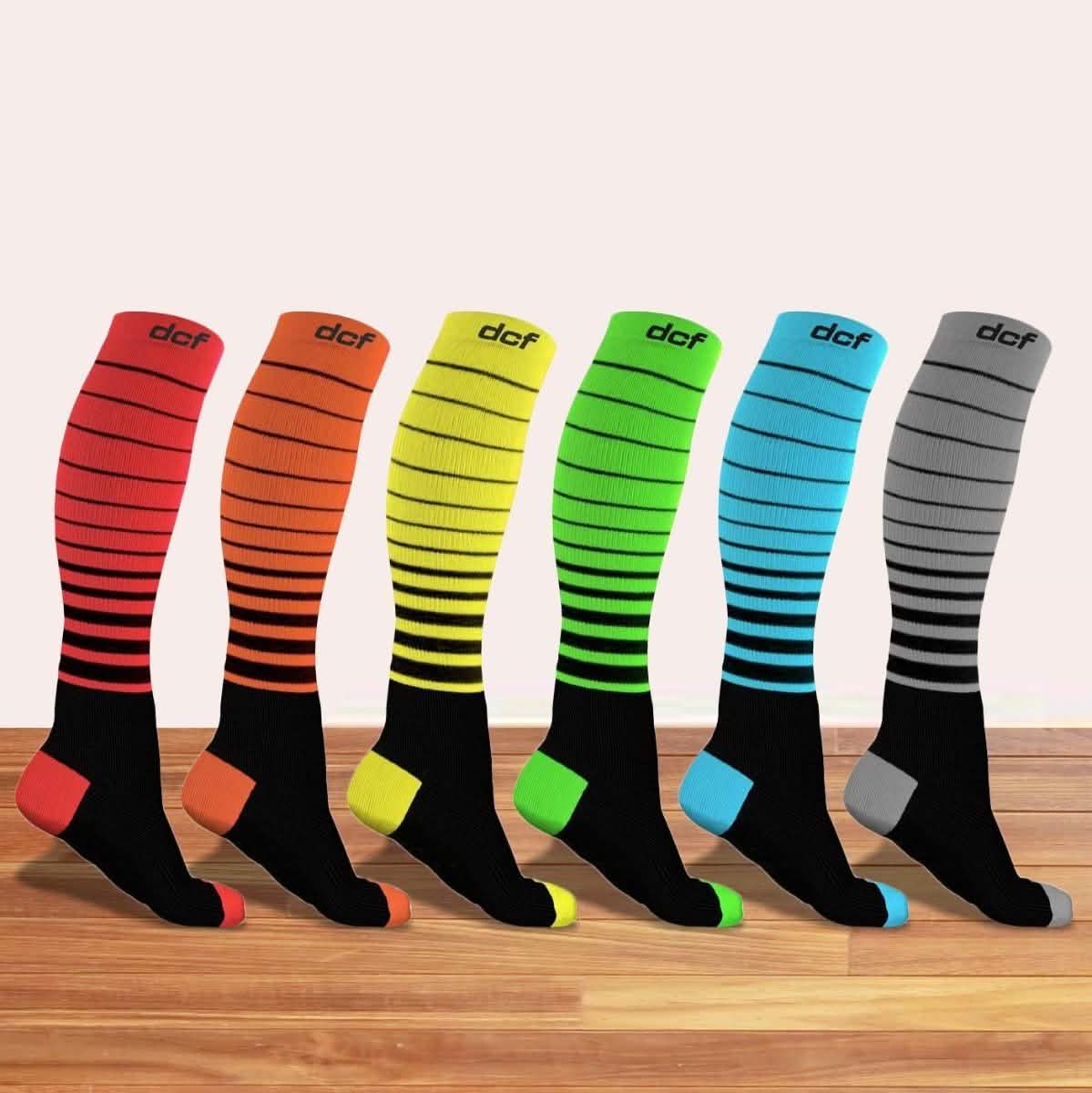 6-Pack: DCF Unisex Striped Compression Socks