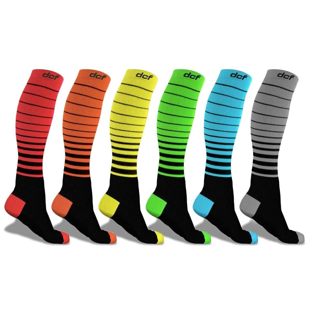 6-Pack: DCF Unisex Striped Compression Socks