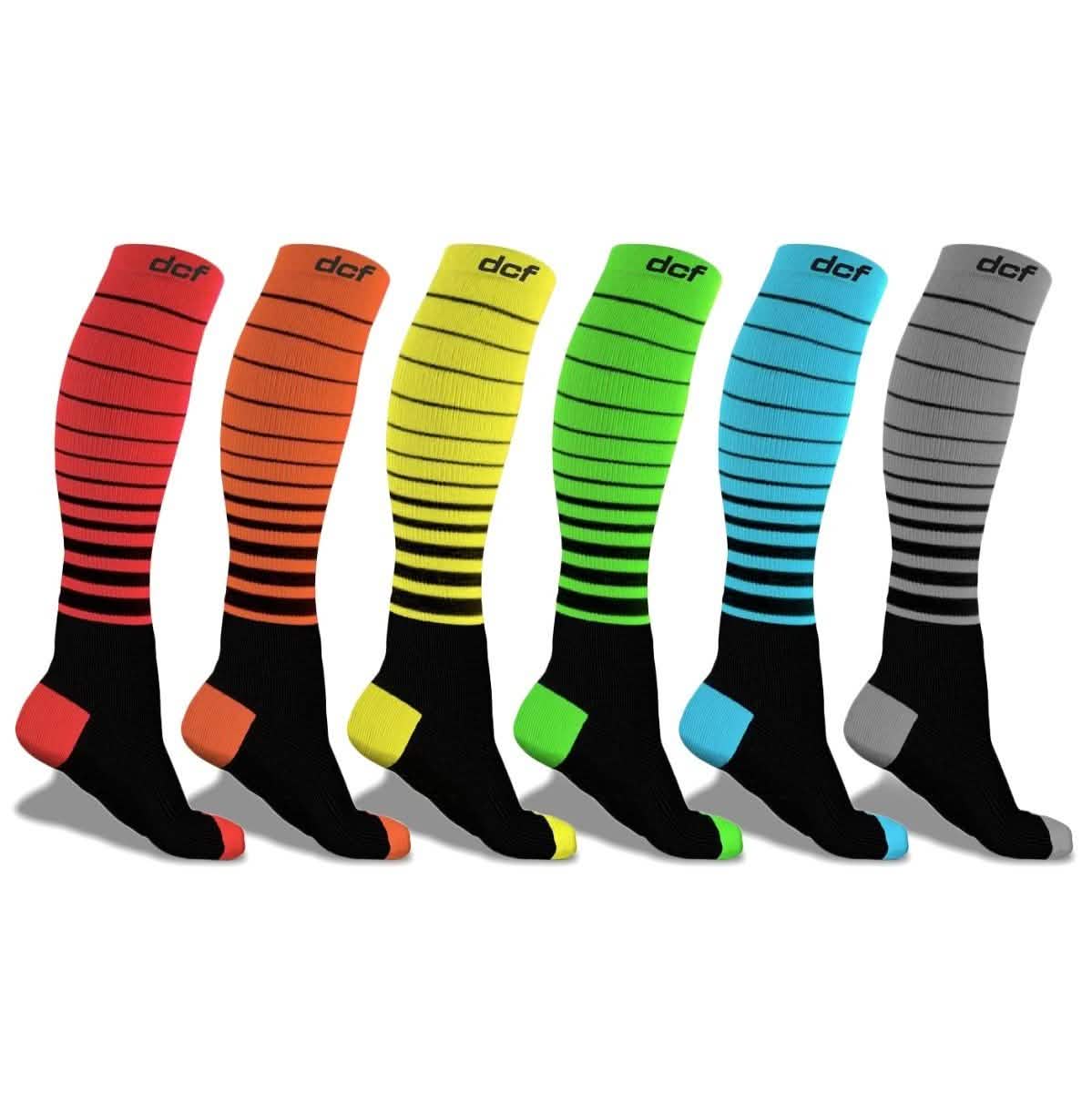 6-Pack: DCF Unisex Striped Compression Socks