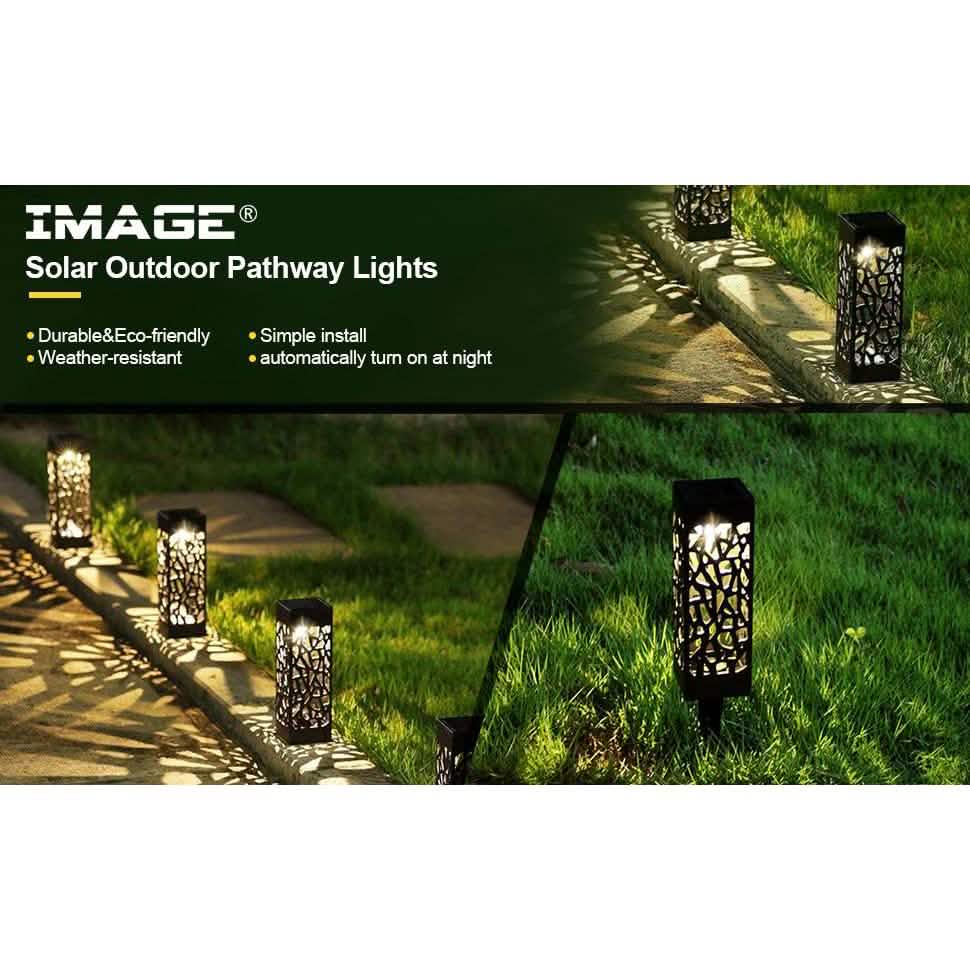 6-Pack: Outdoor Solar Light Powered Garden Pathway Lights Waterproof Hollow with Ground Spike