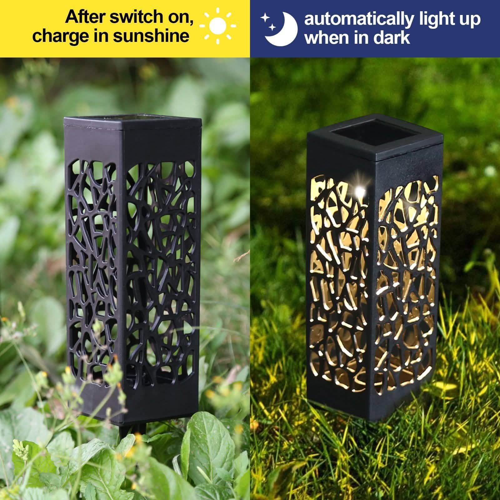 6-Pack: Outdoor Solar Light Powered Garden Pathway Lights Waterproof Hollow with Ground Spike