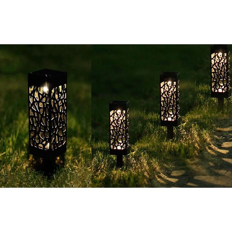 6-Pack: Outdoor Solar Light Powered Garden Pathway Lights Waterproof Hollow with Ground Spike