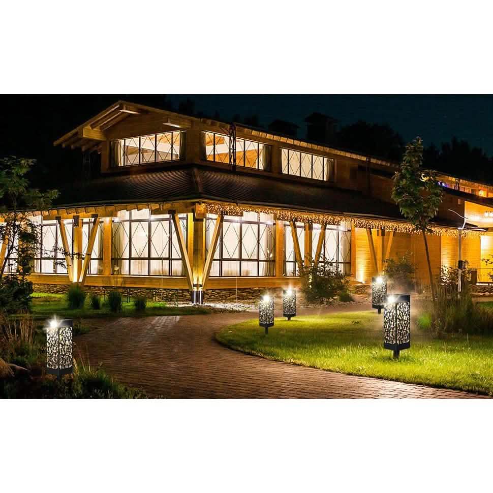 6-Pack: Outdoor Solar Light Powered Garden Pathway Lights Waterproof Hollow with Ground Spike
