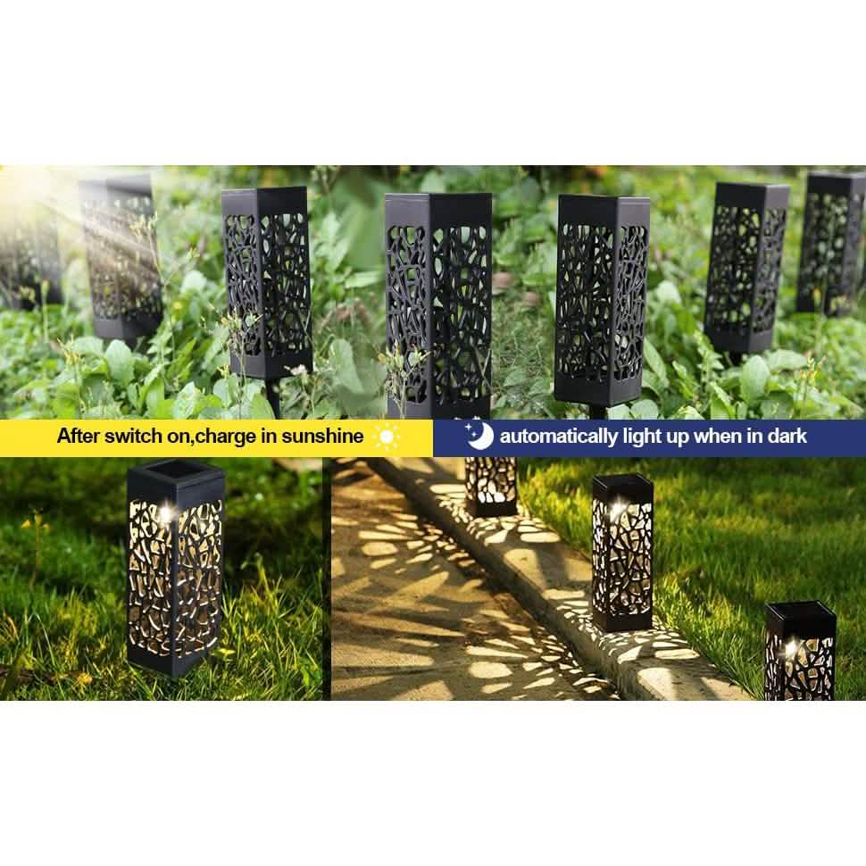 6-Pack: Outdoor Solar Light Powered Garden Pathway Lights Waterproof Hollow with Ground Spike