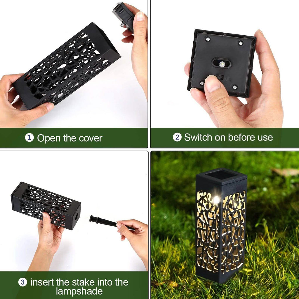 6-Pack: Outdoor Solar Light Powered Garden Pathway Lights Waterproof Hollow with Ground Spike