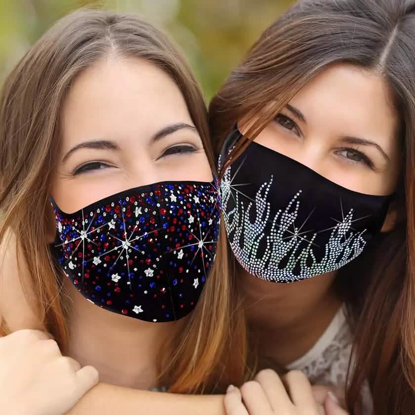 6-Pack: Rhinestone Holiday Bling Face Mask