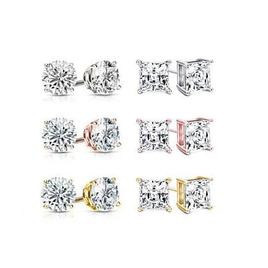6-Pack: Swarovski Crystal 18K Gold Plated Stud Earrings