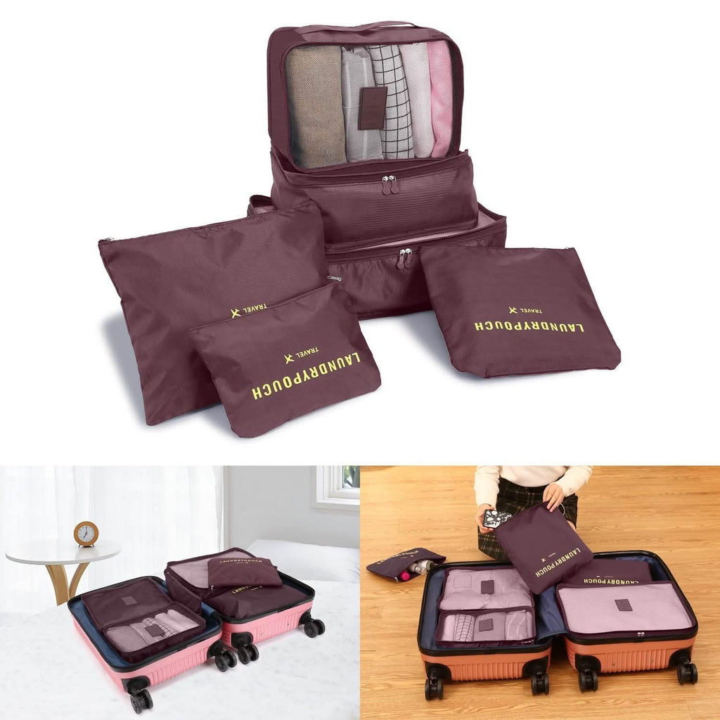 6-Pack: Travel Storage Bag Set Packing Cube Organizer