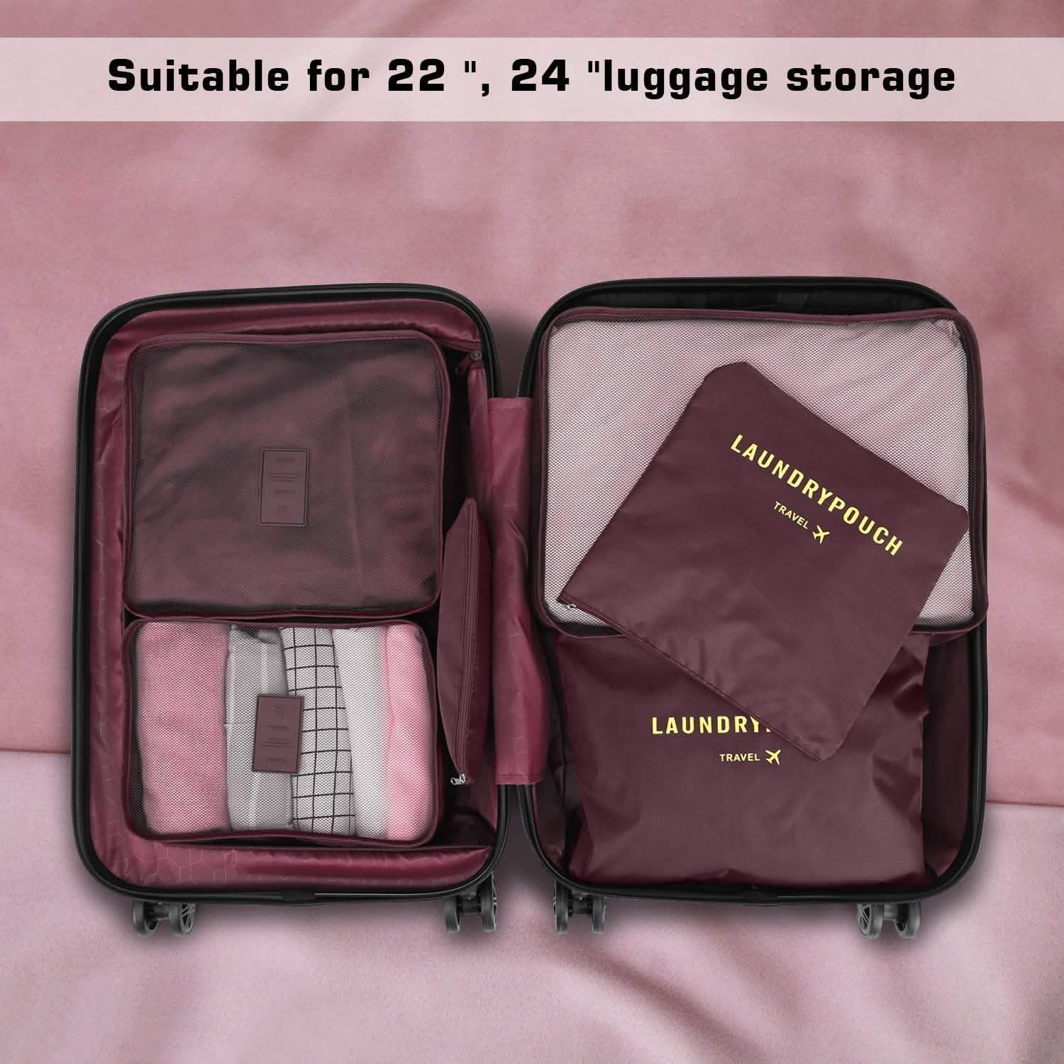 6-Pack: Travel Storage Bag Set Packing Cube Organizer