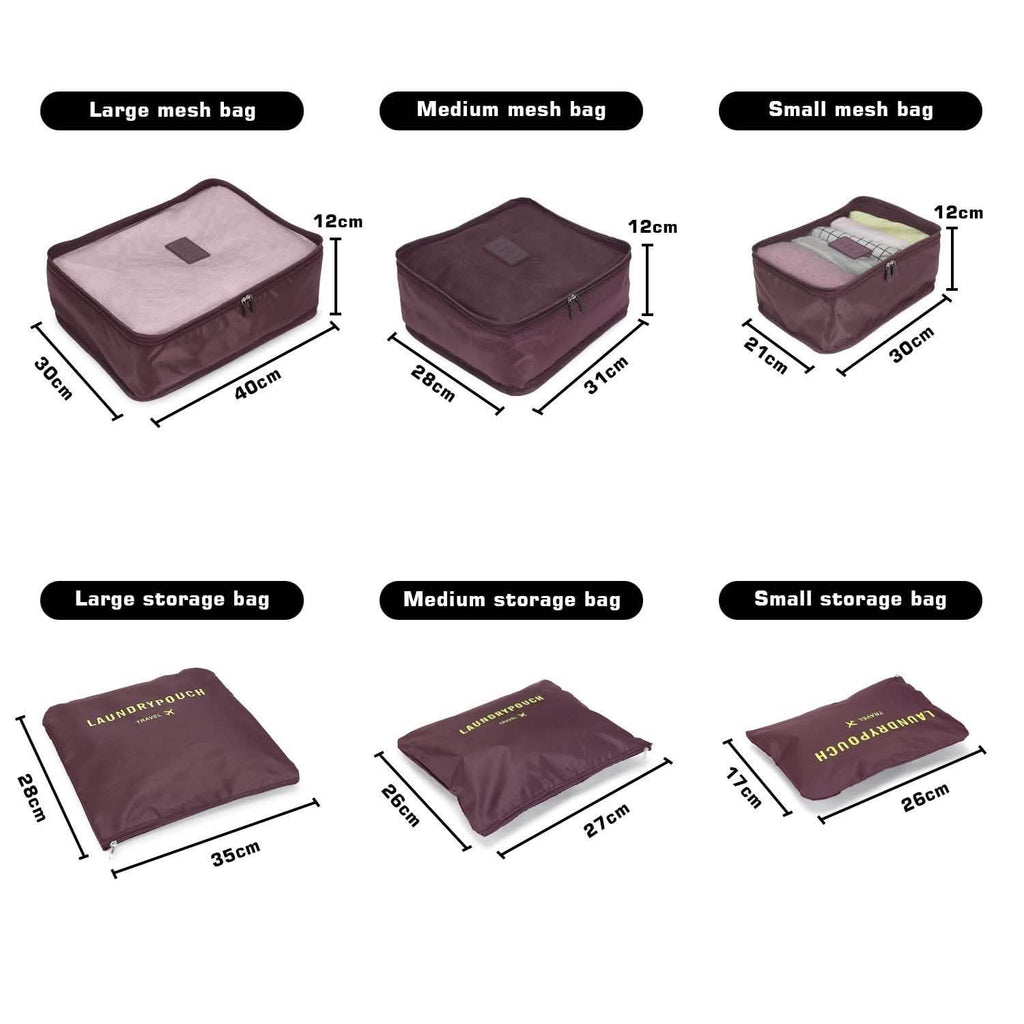 6-Pack: Travel Storage Bag Set Packing Cube Organizer