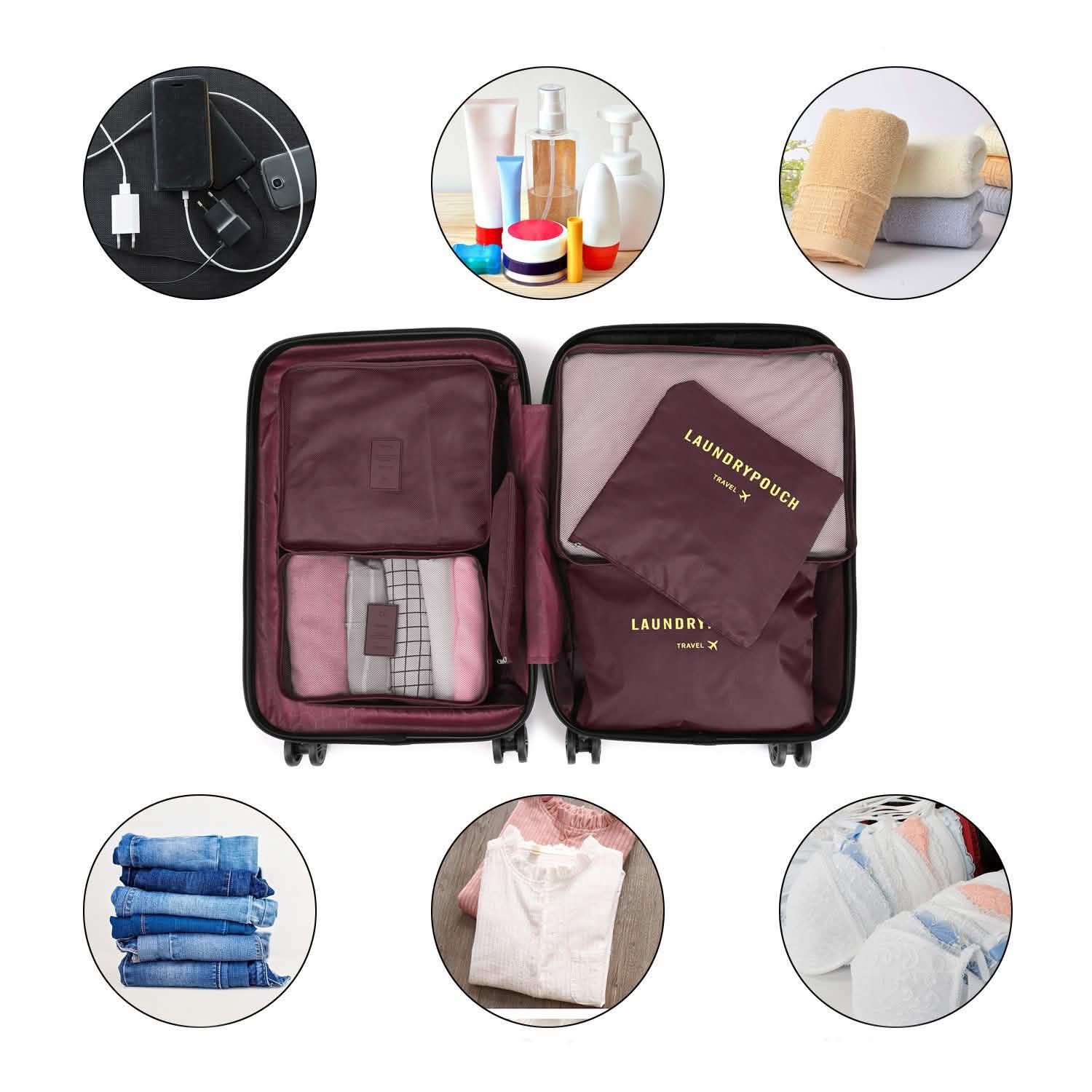 6-Pack: Travel Storage Bag Set Packing Cube Organizer