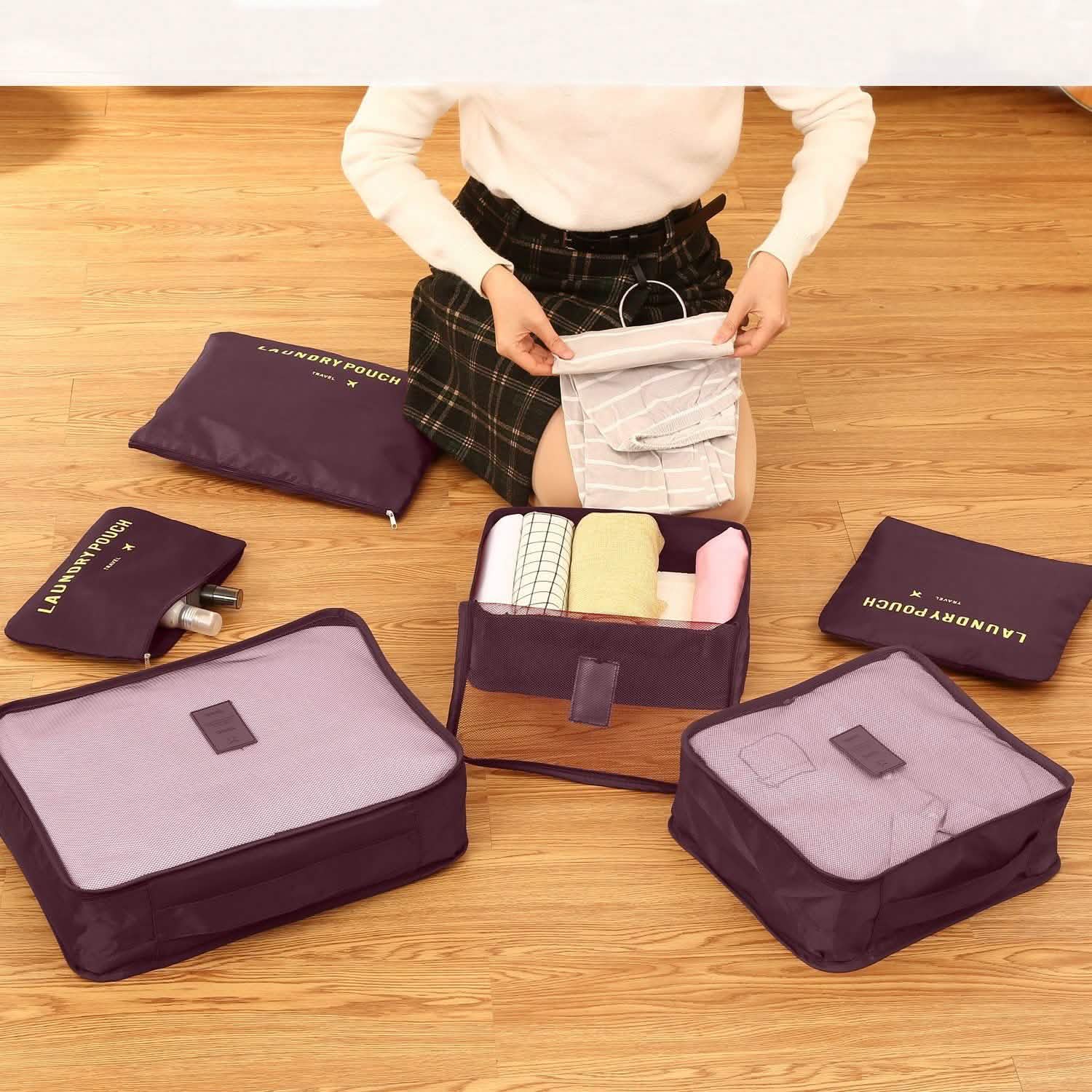 6-Pack: Travel Storage Bag Set Packing Cube Organizer