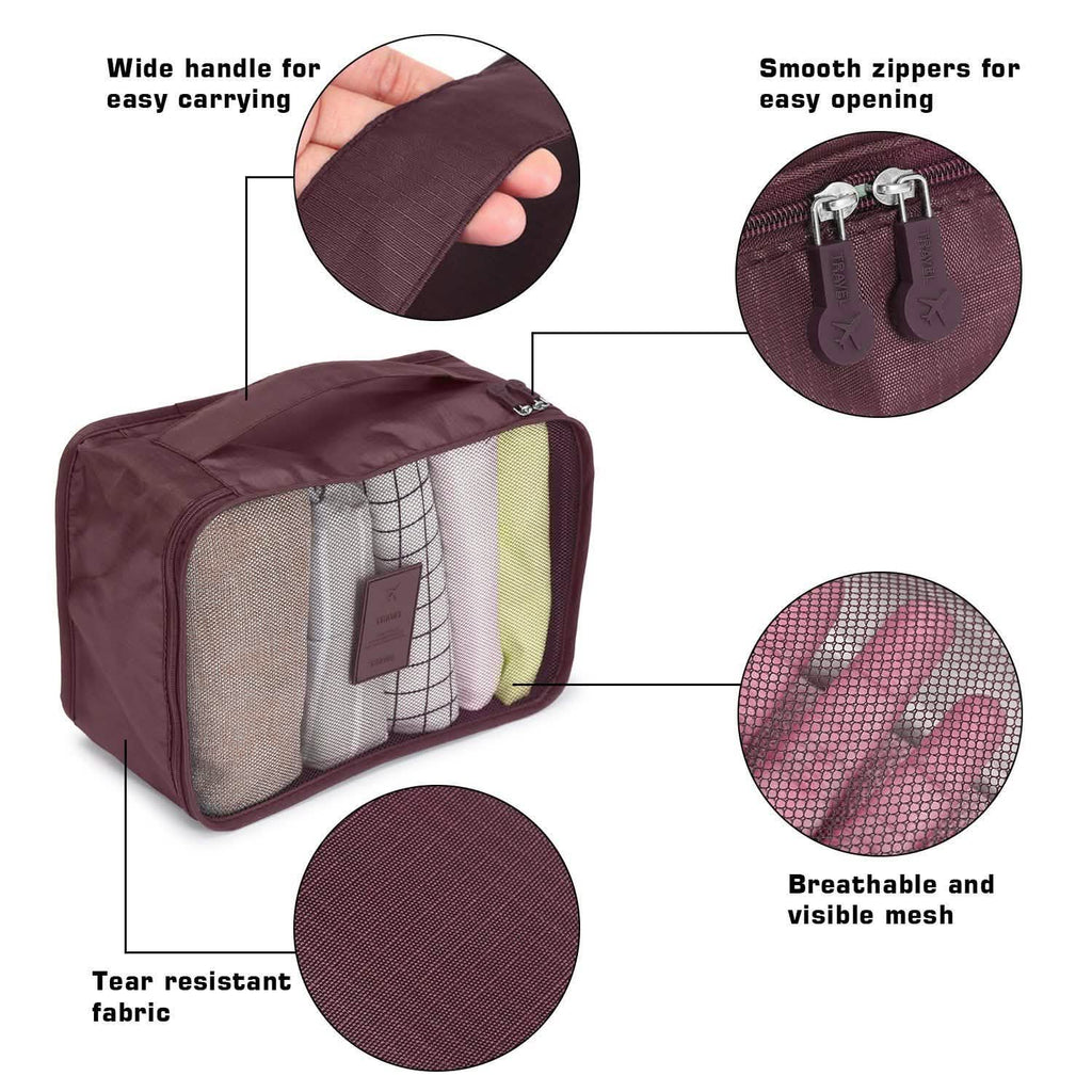 6-Pack: Travel Storage Bag Set Packing Cube Organizer