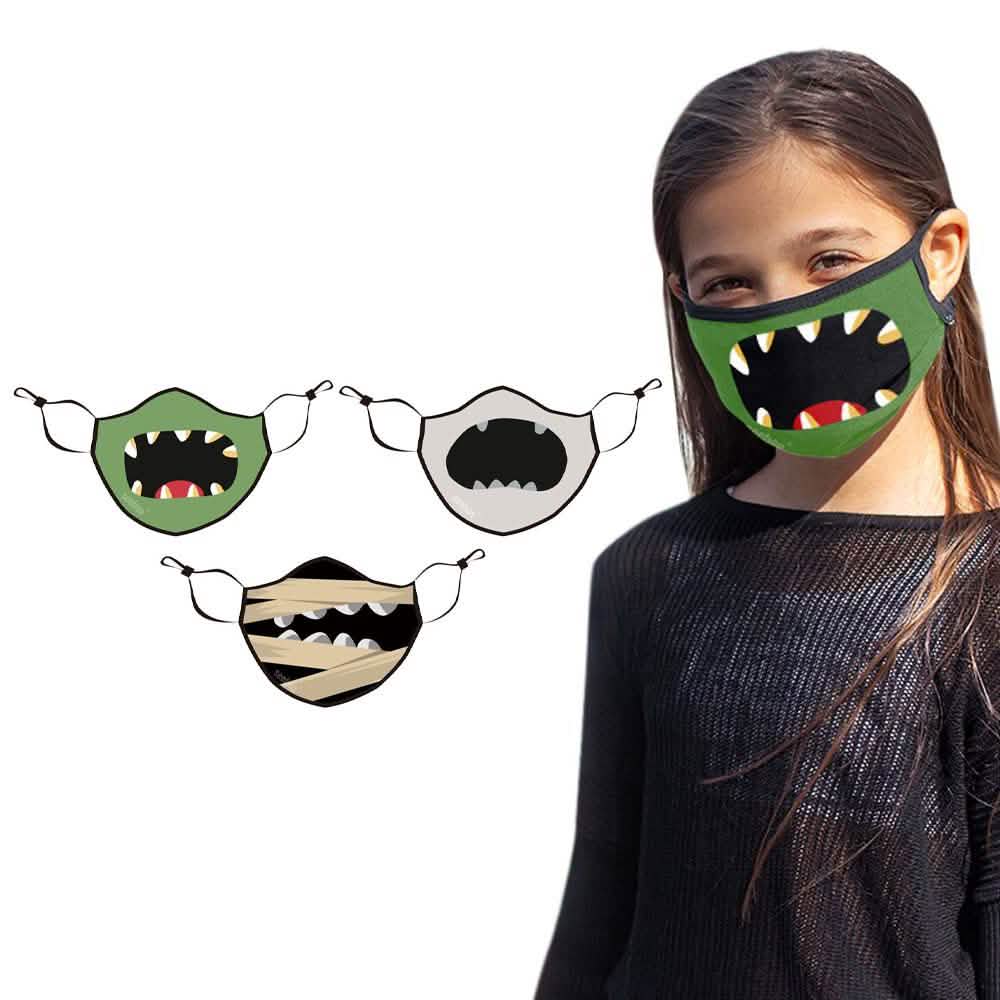6-Pack: Two-Layer Reusable Halloween Kids Face Mask With Adjustable Earloop