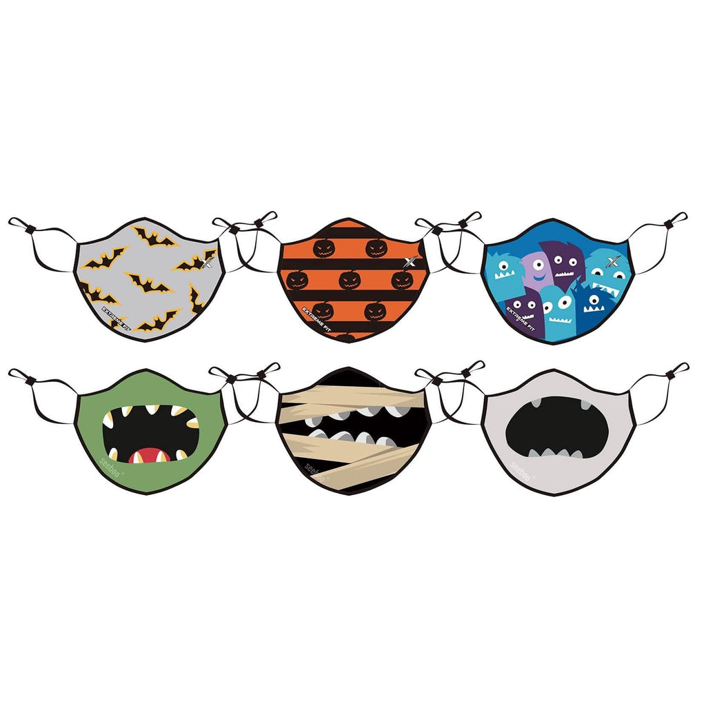 6-Pack: Two-Layer Reusable Halloween Kids Face Mask With Adjustable Earloop