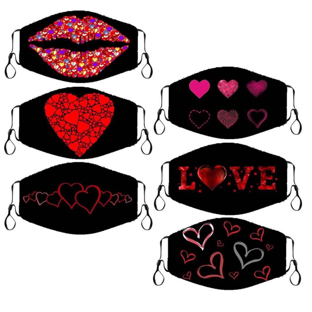 6-Pack: Valentines Fun Super Soft Reusable Non-Medical Face Masks