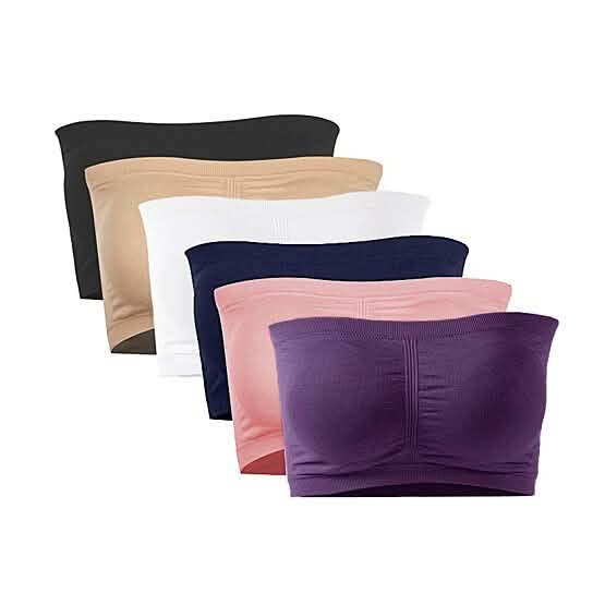 6-Pack: Women's Seamless Bandeau Tube Padded Bralettes