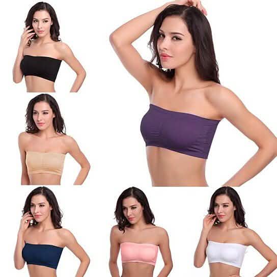 6-Pack: Women's Seamless Bandeau Tube Padded Bralettes
