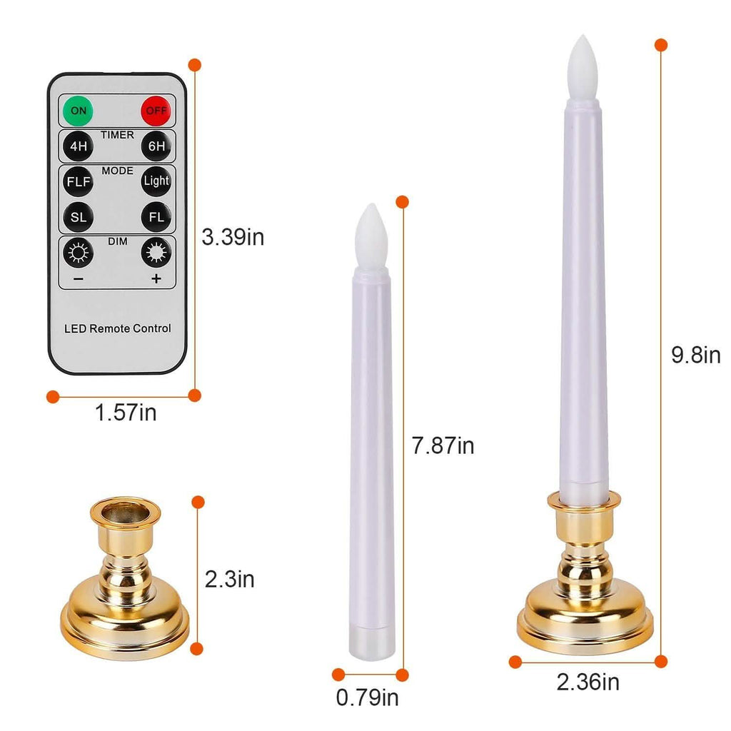 6-Packs: Flameless Taper Candles with 4 Light Modes and Remote Control