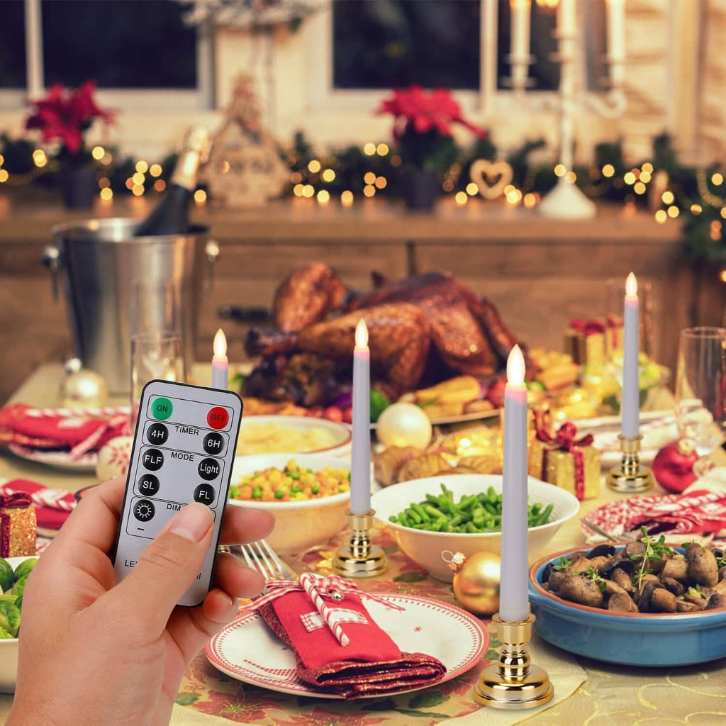6-Packs: Flameless Taper Candles with 4 Light Modes and Remote Control
