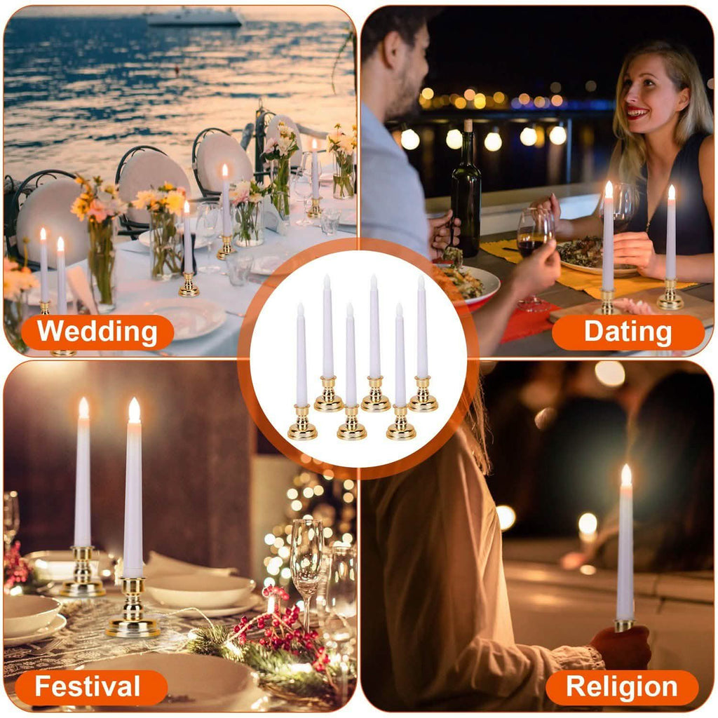 6-Packs: Flameless Taper Candles with 4 Light Modes and Remote Control