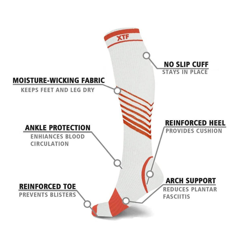 6-Pairs: Ultra V-Striped Knee-Length Compression Socks