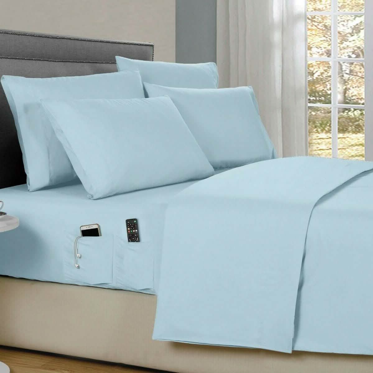 6-Piece: Bamboo Smart Sheet Set With Storage Pocket