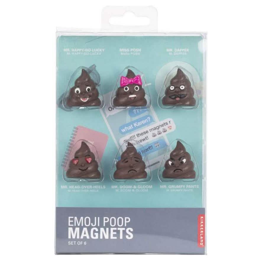 6-Piece: Kikkerland Poop/Poo Emoji Fridge Magnets Set