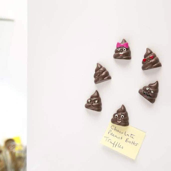 6-Piece: Kikkerland Poop/Poo Emoji Fridge Magnets Set