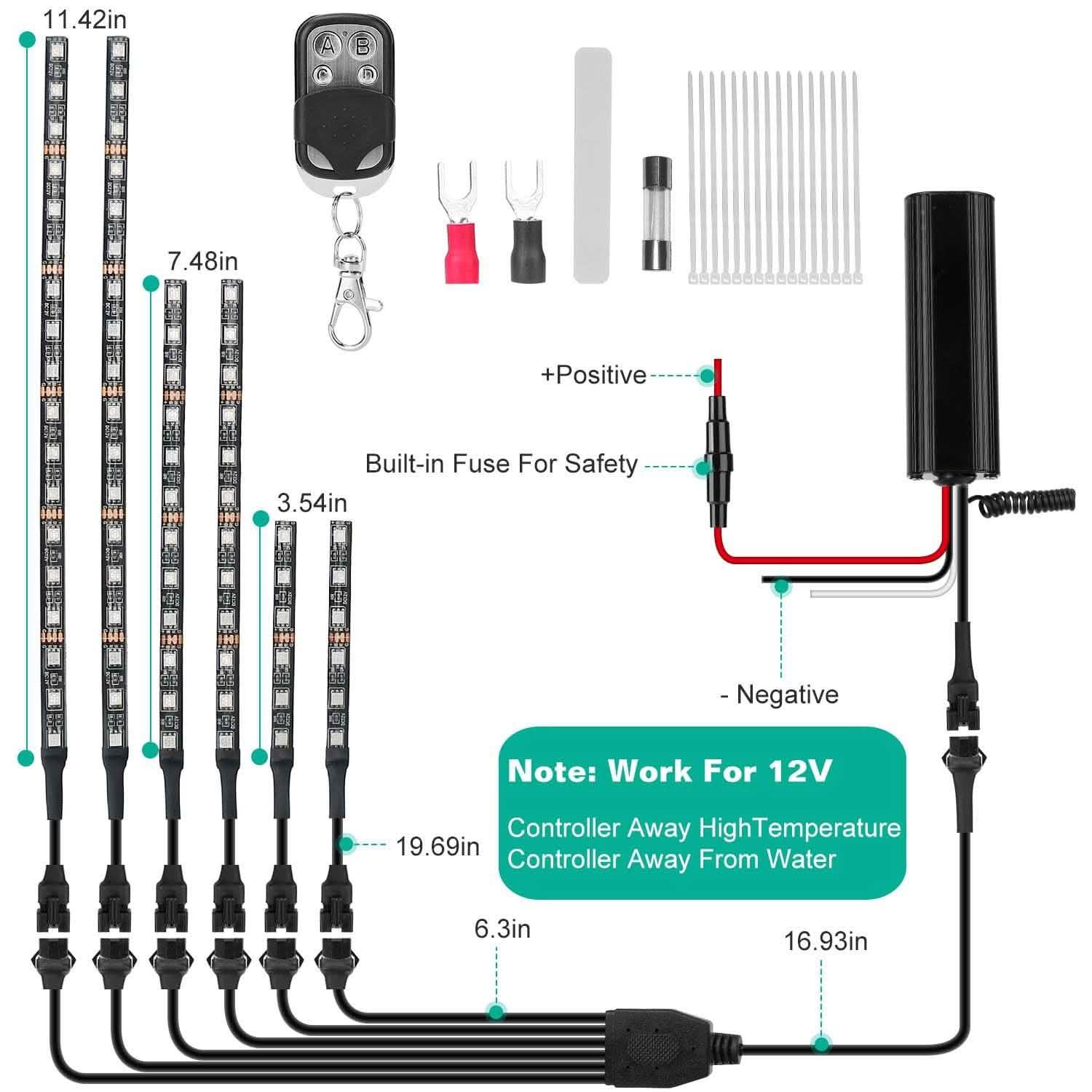 6-Piece: Motorcycle LED Light Strips