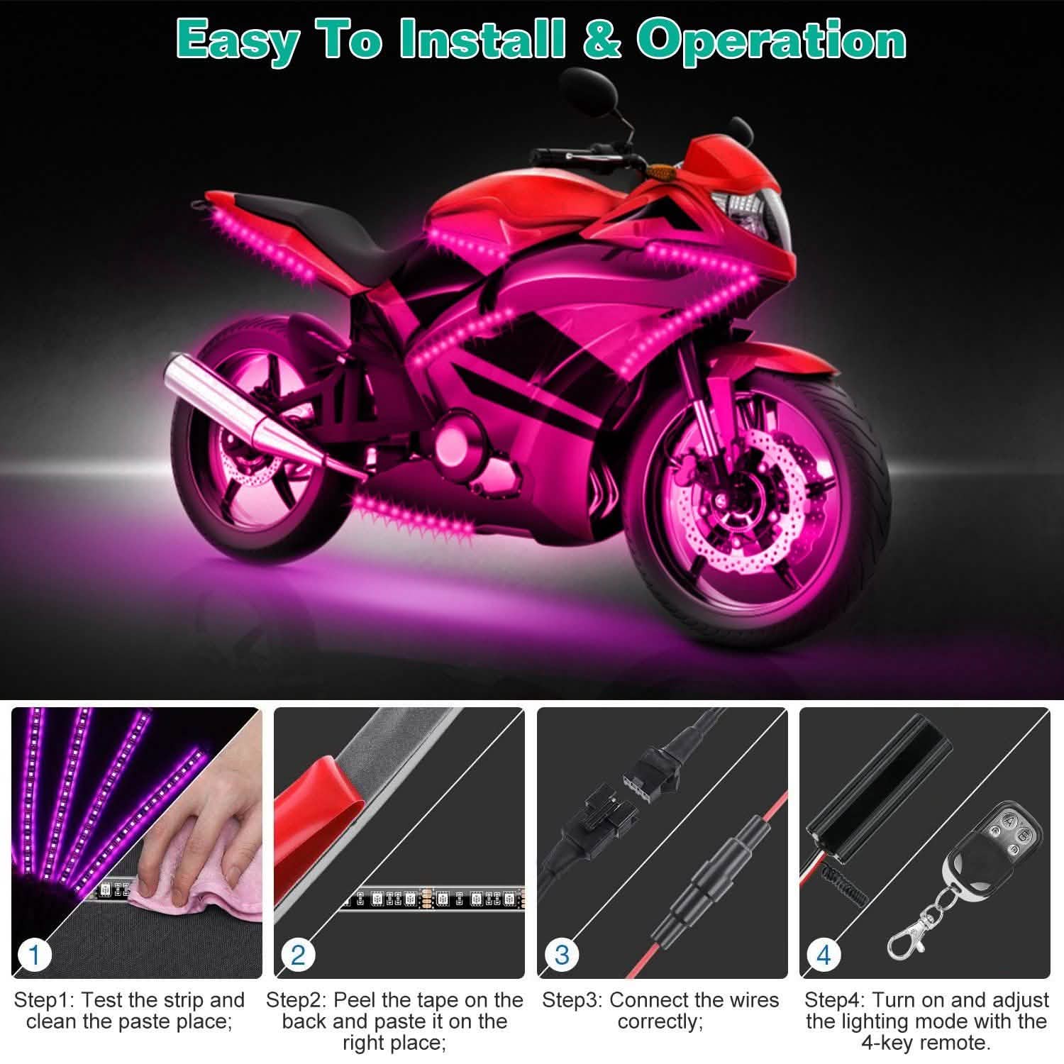 6-Piece: Motorcycle LED Light Strips