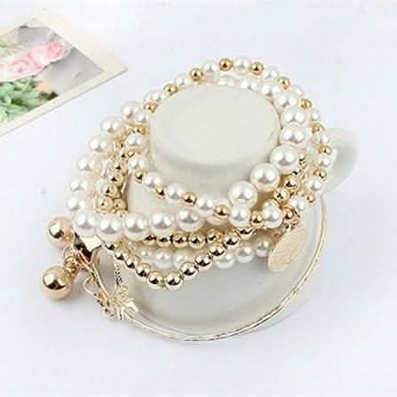 6-Piece: Multi Layer Pearl Bracelet Set