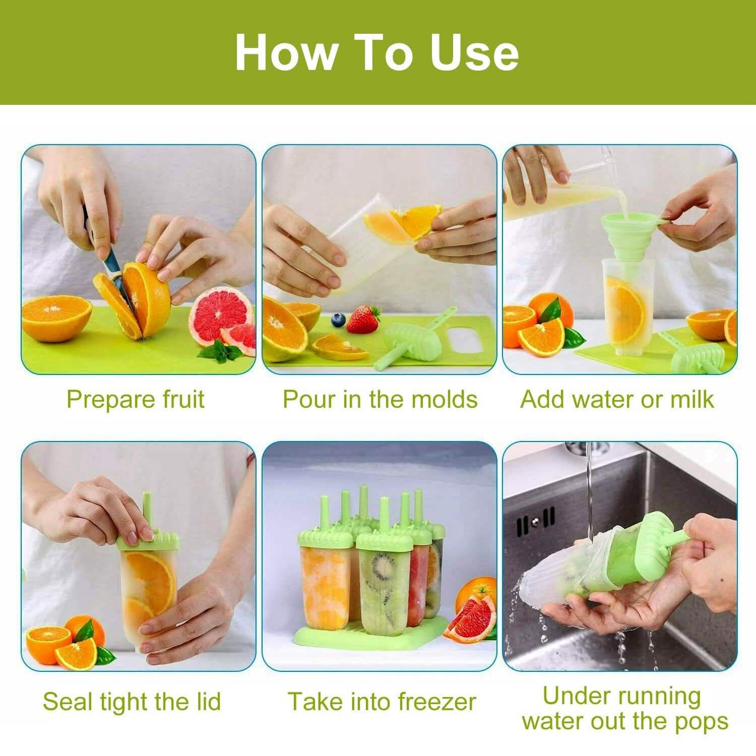 6-Piece: Popsicle Molds Reusable Ice Cream DIY Ice Pop Maker