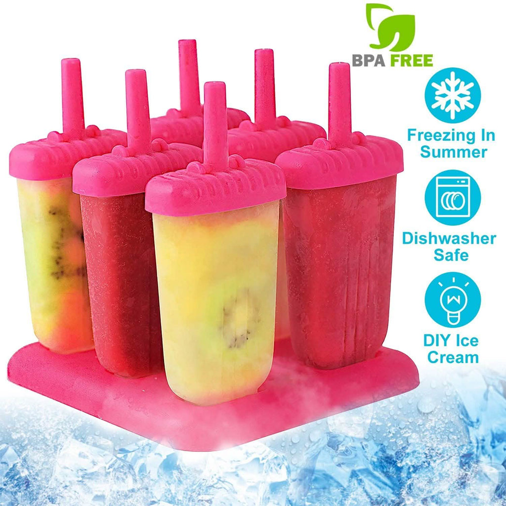 6-Piece: Popsicle Molds Reusable Ice Cream DIY Ice Pop Maker