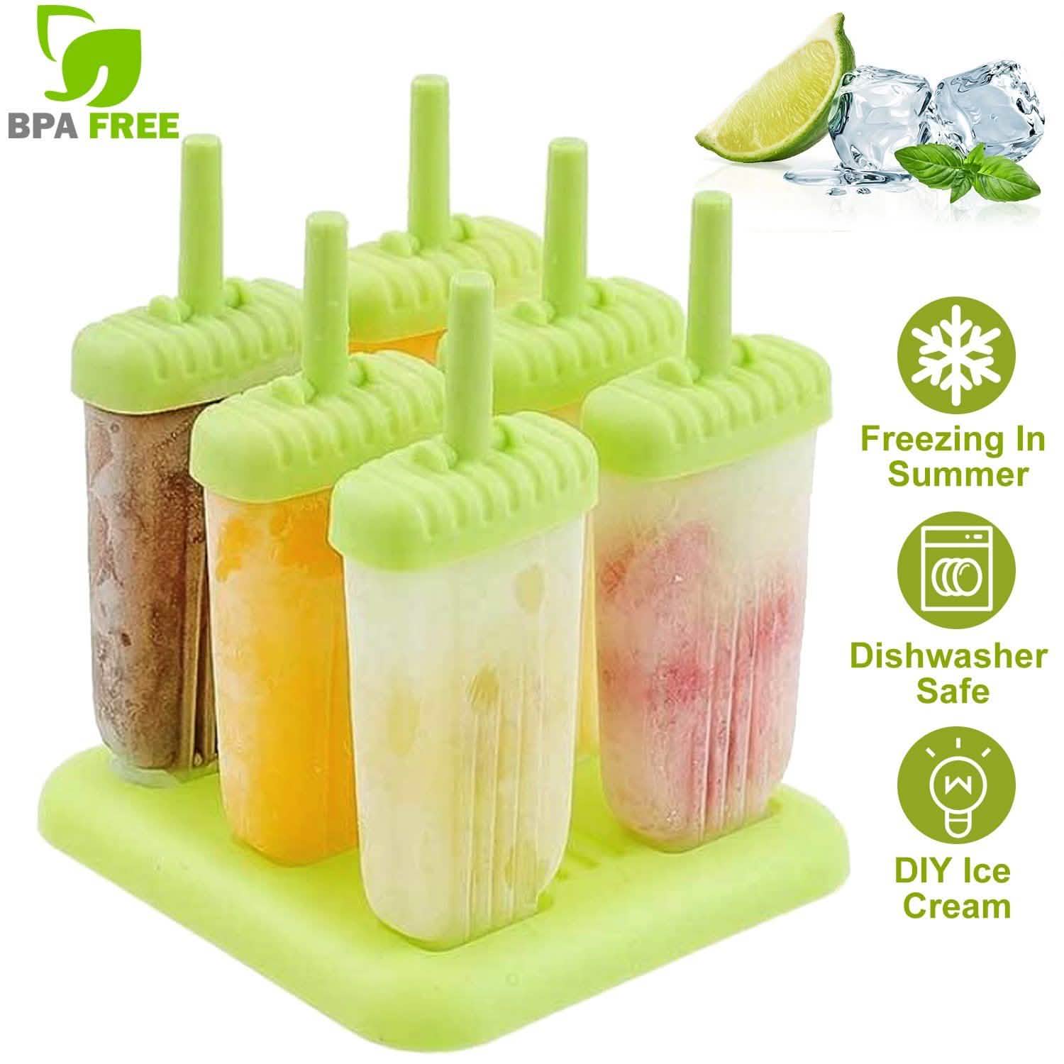 6-Piece: Popsicle Molds Reusable Ice Cream DIY Ice Pop Maker