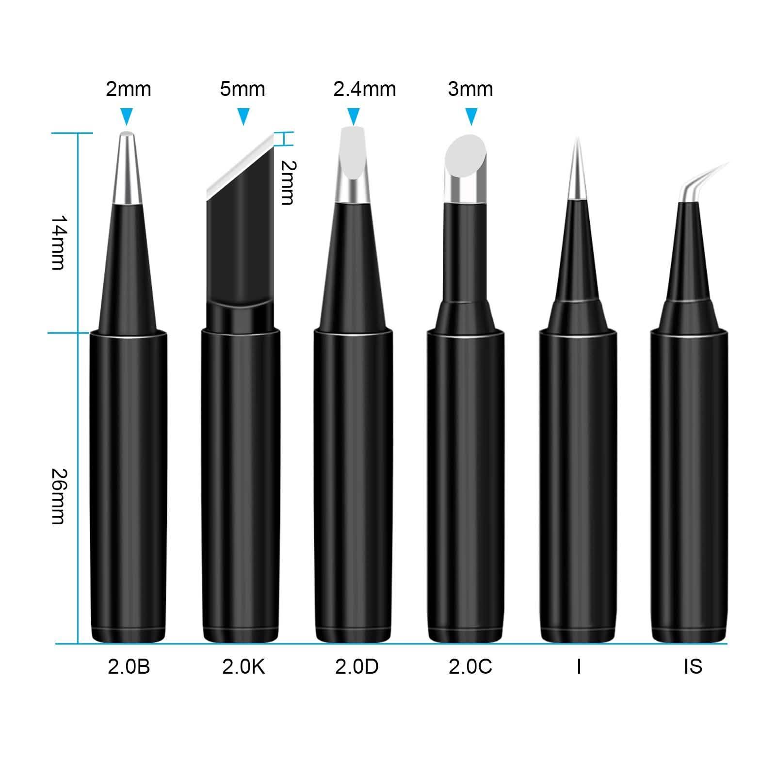 6-Piece Set: 900M-T Series Soldering Iron Tips