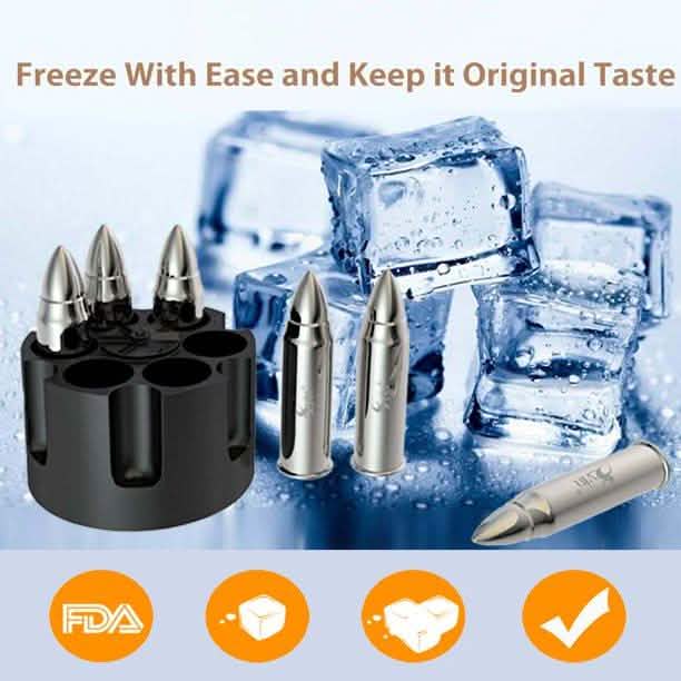 6-Piece Set: Whiskey Bullets Stainless Steel with Base