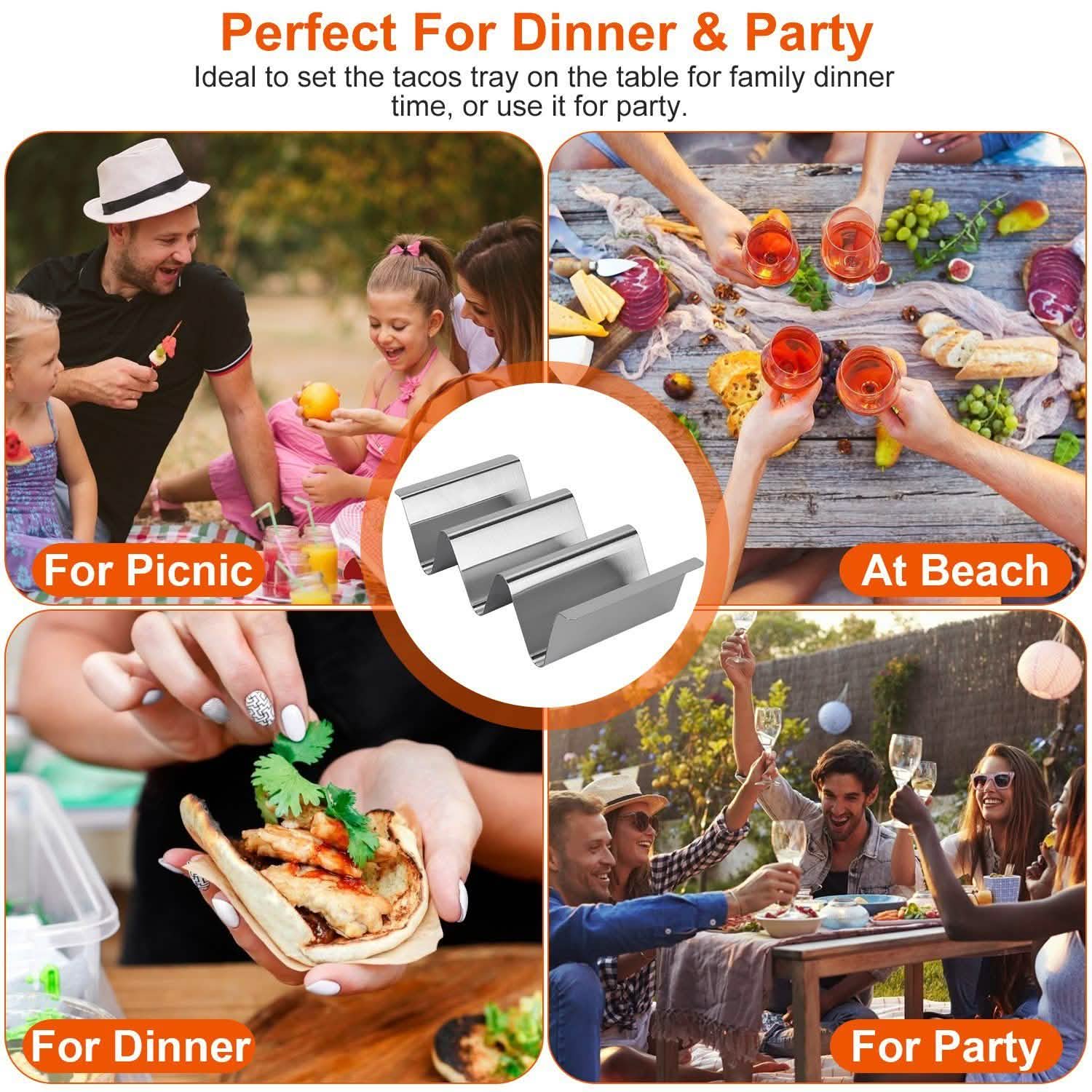 6-Piece: Stainless Steel Taco Holders