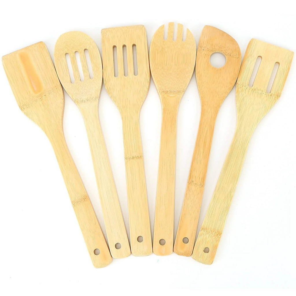 6-Pieces: Cooking Utensil Bamboo Wooden Spoons
