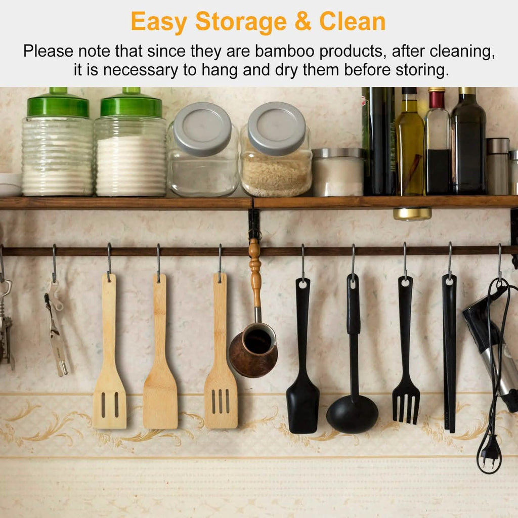 6-Pieces: Cooking Utensil Bamboo Wooden Spoons